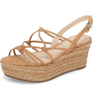 Schutz Latussa Desert Leather Nude Strapy Platform Wedge Espadrille Sandals