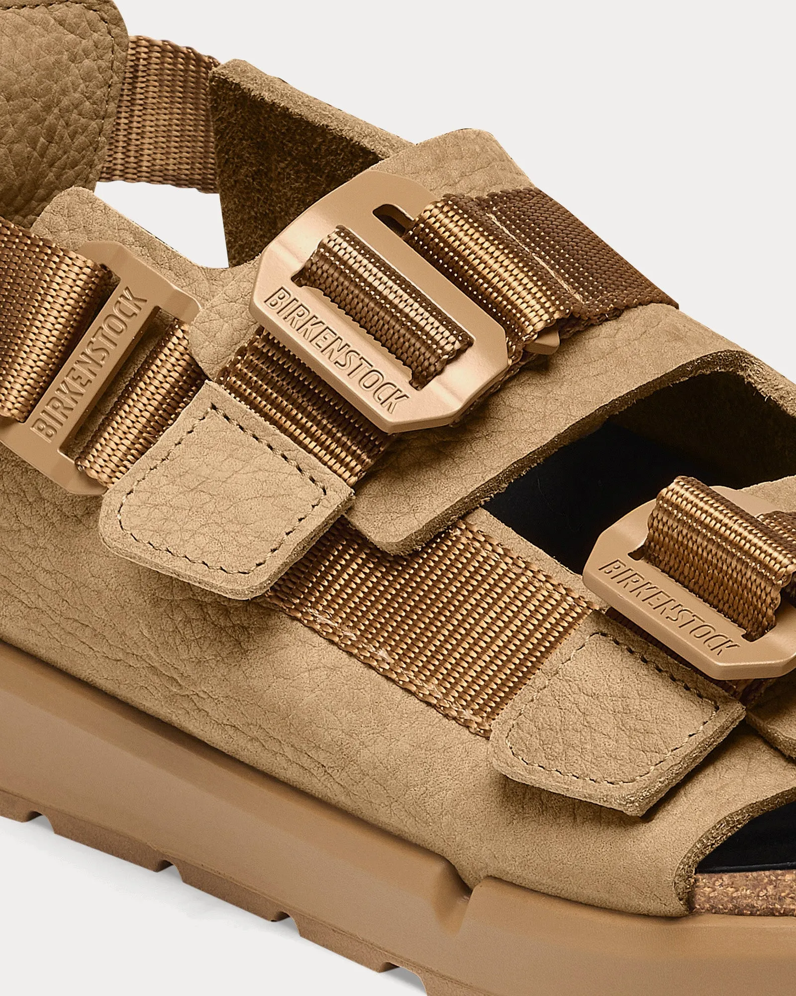 Shinjuku Natural Leather & Textile Cork Brown Sandals
