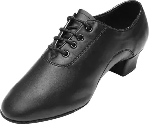 Shoes Boys Modern Dance Shoes Prom Ballroom Latin Dance Shoes Solid Color Lace Up Leather Boys Rain Boots (Black, 36)