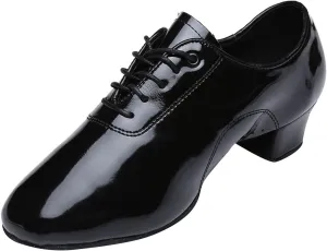 Shoes Boys Modern Dance Shoes Prom Ballroom Latin Dance Shoes Solid Color Lace Up Leather Shoes Lavish Boots (Black, 36)