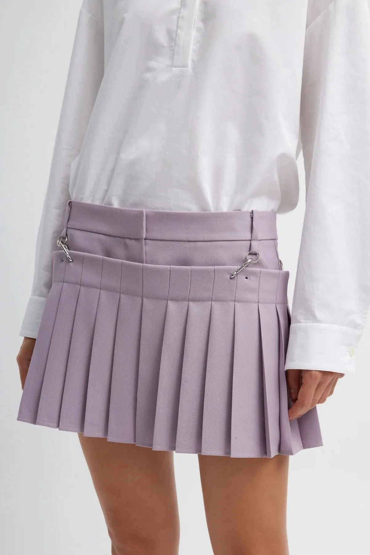 Tibi Grain De Poudre Convertible Pleated Short - Taro
