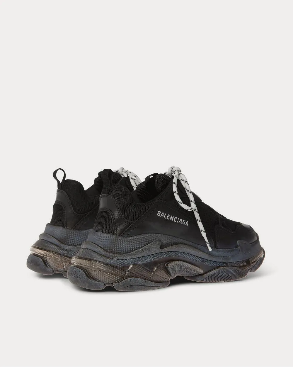 Triple S Clear Sole Mesh, Nubuck and Leather  Black low top sneakers