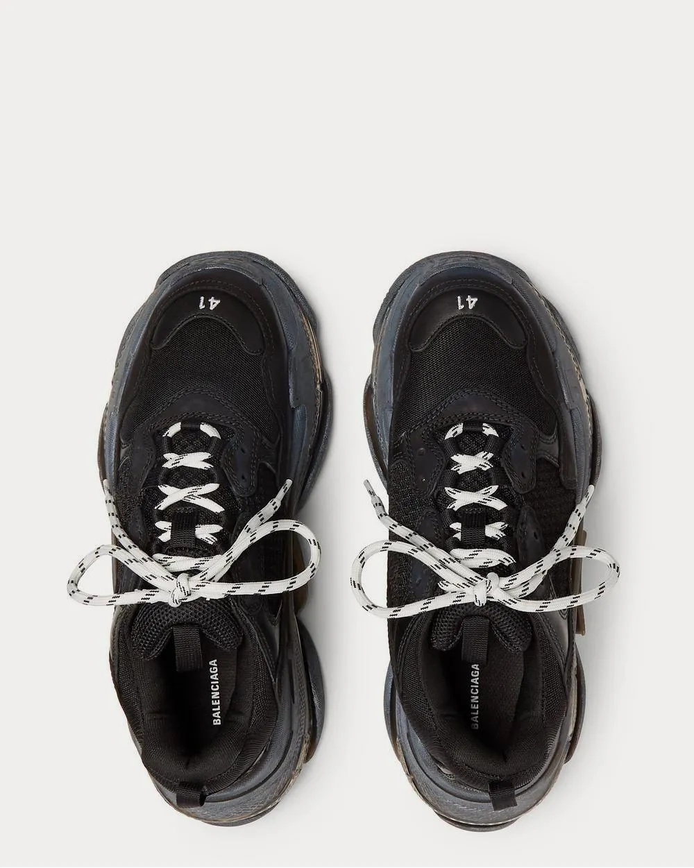 Triple S Clear Sole Mesh, Nubuck and Leather  Black low top sneakers