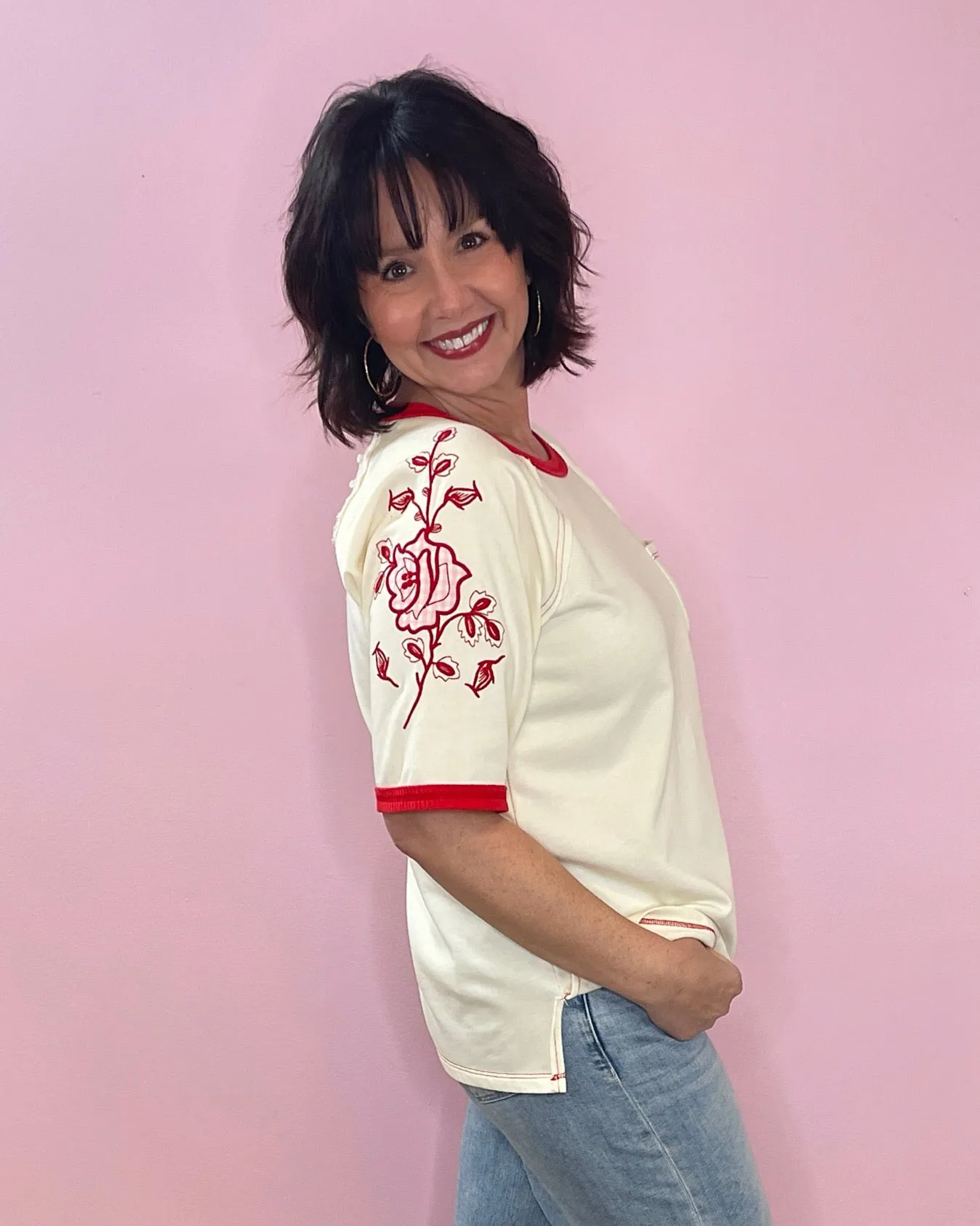 Wild Rose Embroidered Top