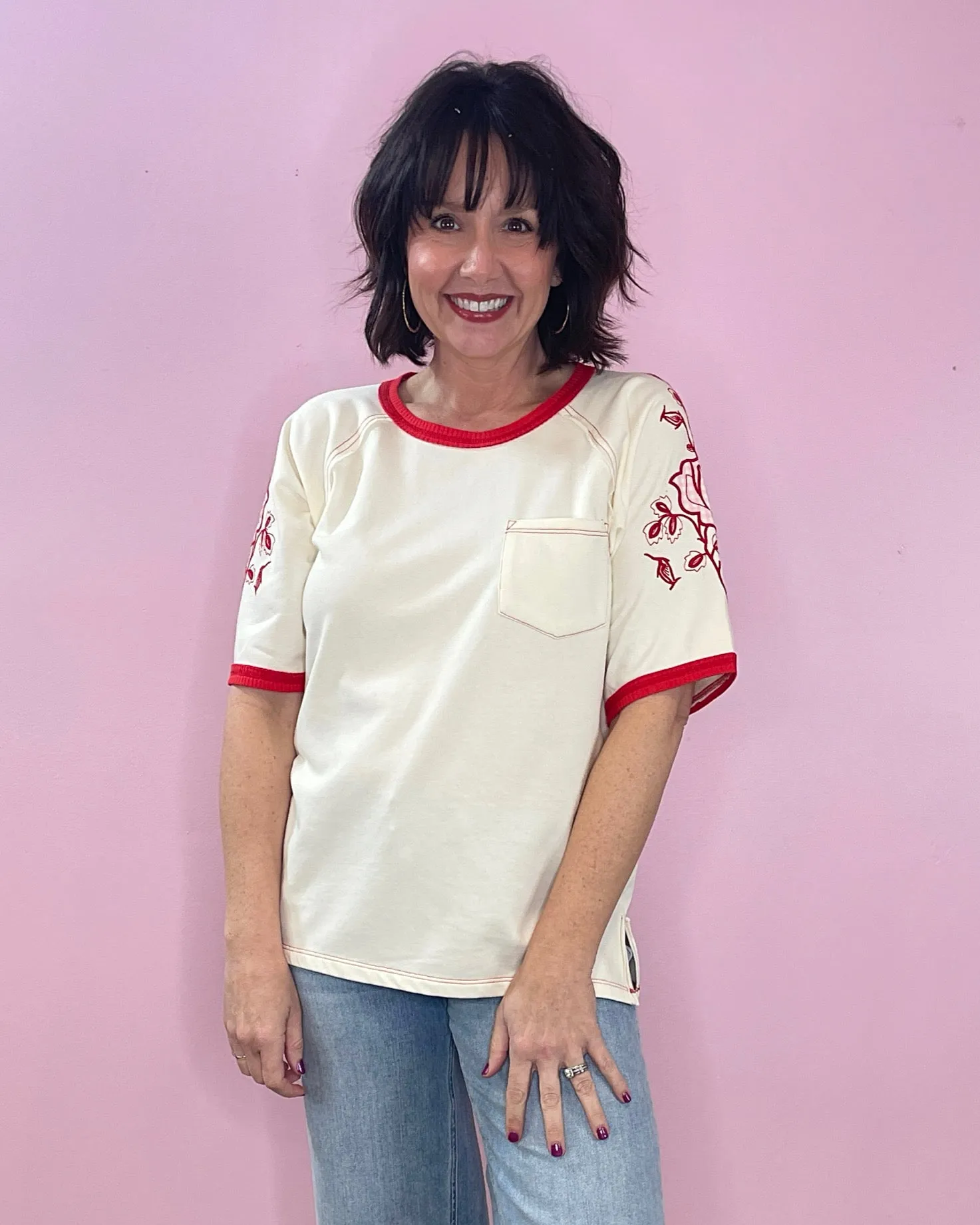 Wild Rose Embroidered Top