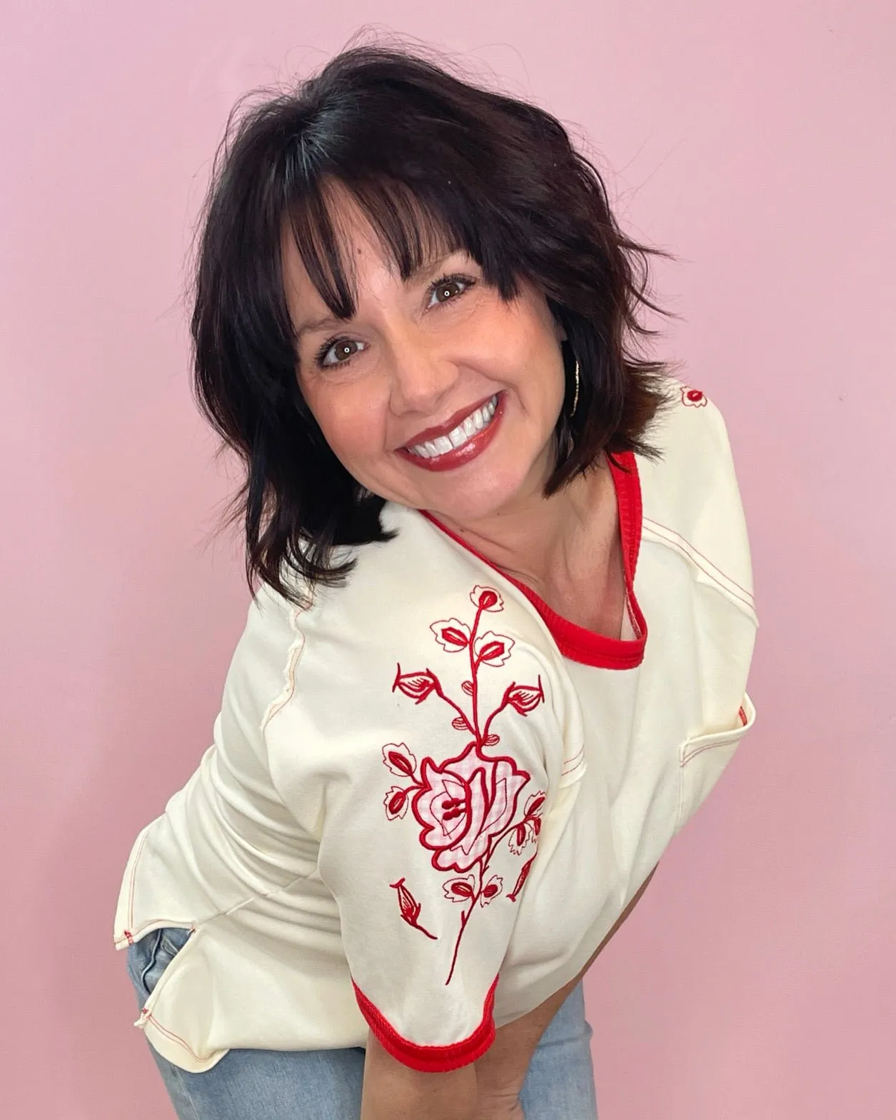 Wild Rose Embroidered Top